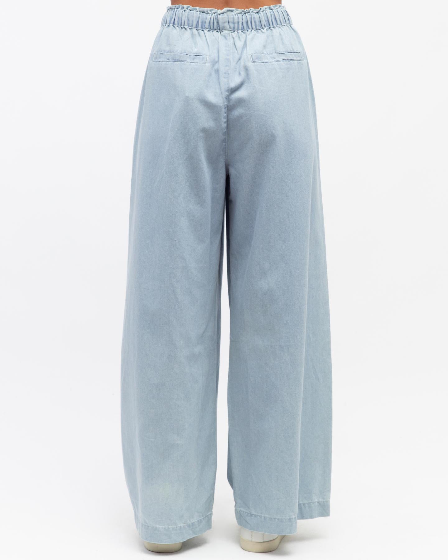 INDI WIDE-LEG PANTS - pale blue