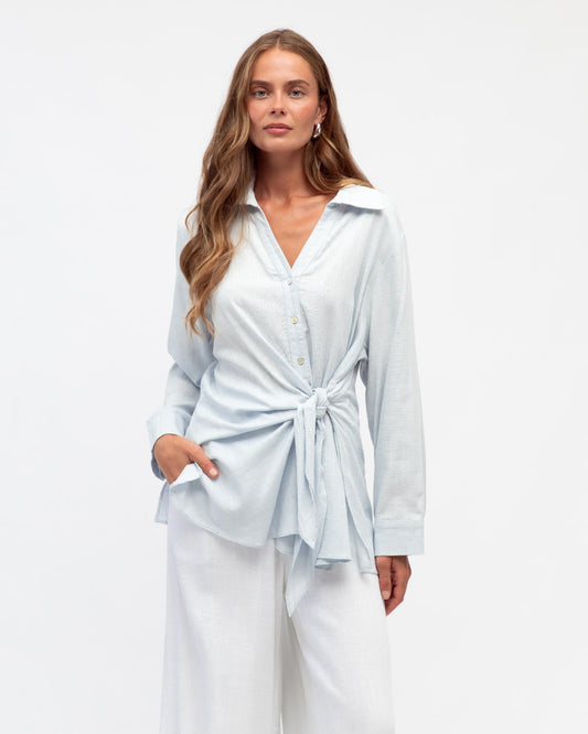 ELLA WRAP SHIRT - blue