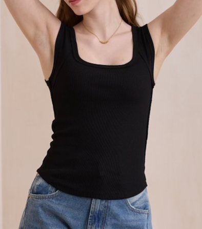 Black Ribbed Tank Top