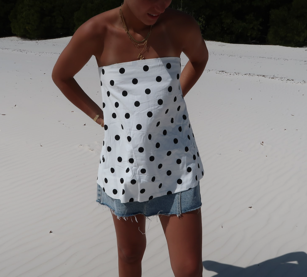 Polka Dot Strapless Top