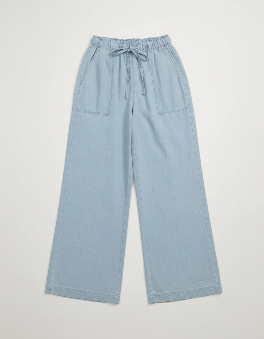 INDI WIDE-LEG PANTS - pale blue