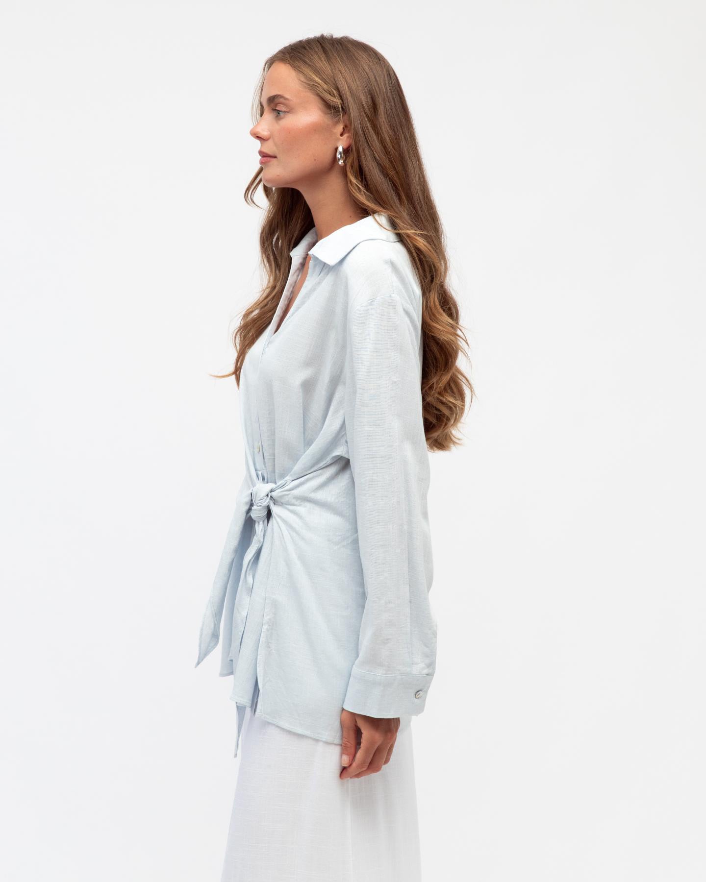 Ella Wrap Shirt - Blue