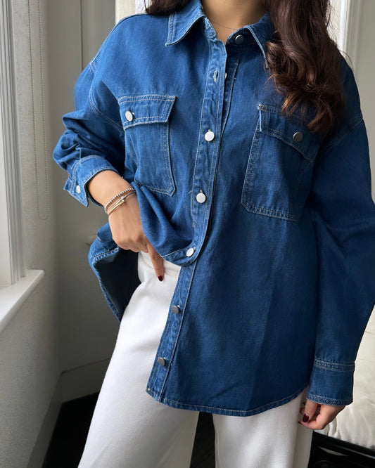 FRANCESSCA DENIM SHIRT - deep denim