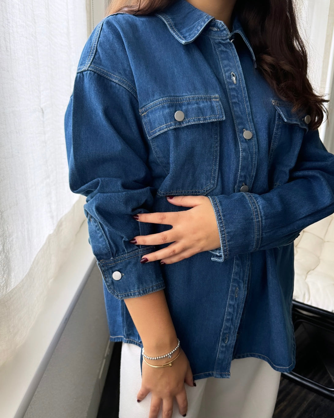 FRANCESSCA DENIM SHIRT - deep denim