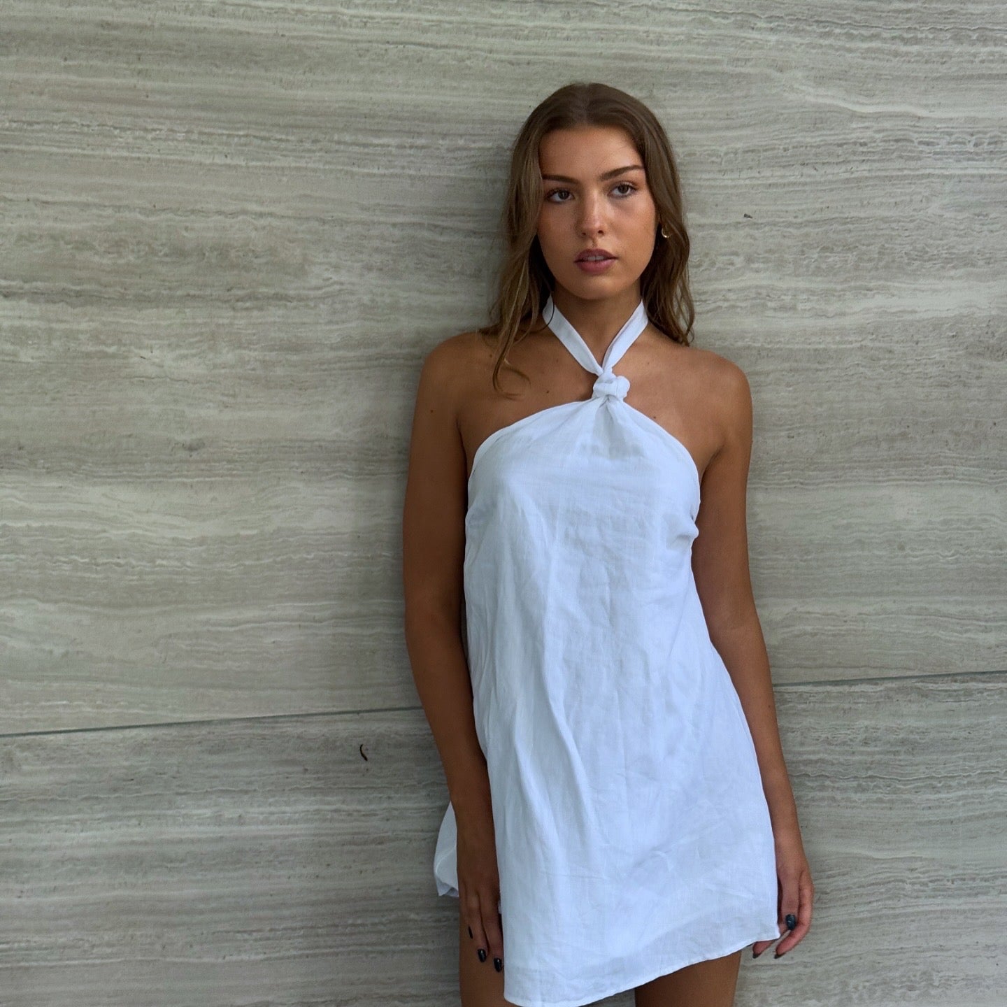 TORI HALTER DRESS - White