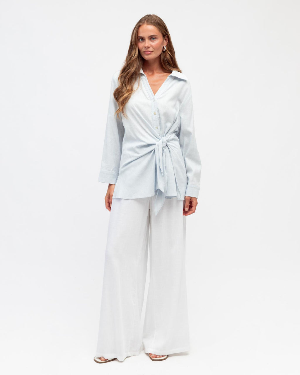 Ella Wrap Shirt - Blue