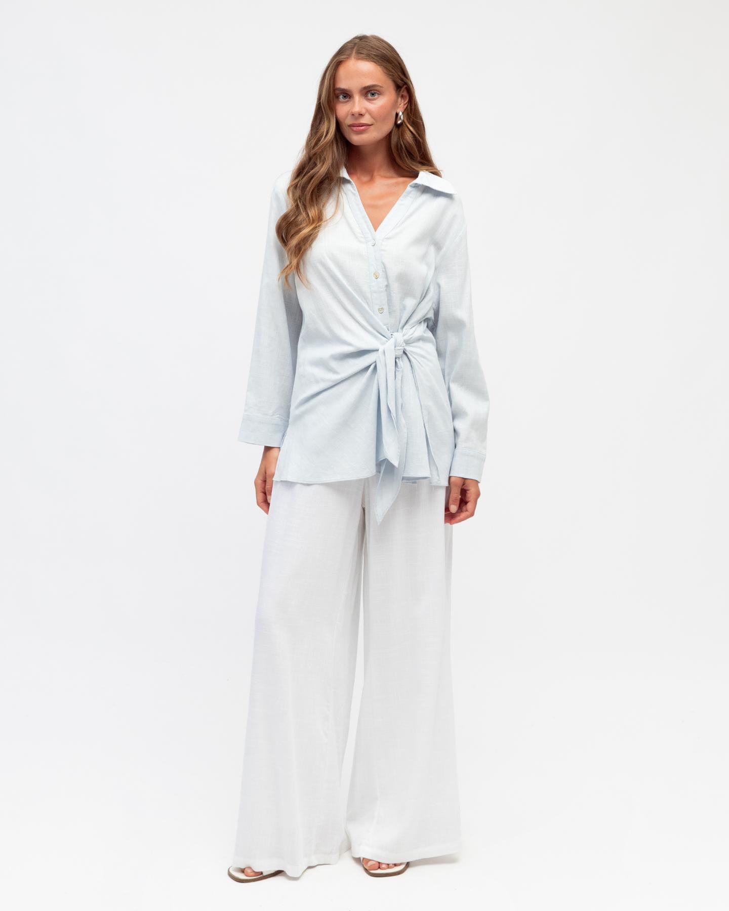 Ella Wrap Shirt - Blue