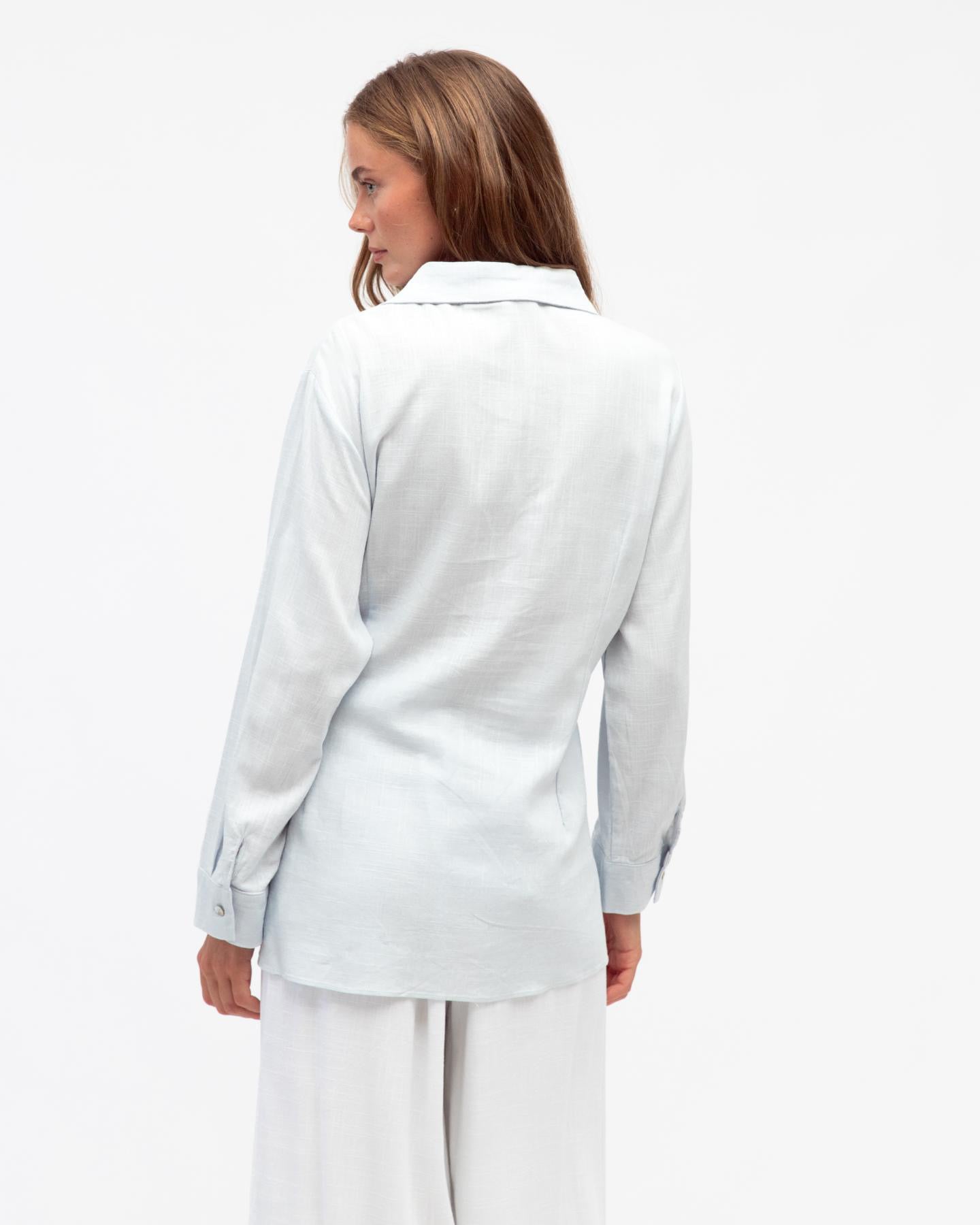 ELLA WRAP SHIRT - blue
