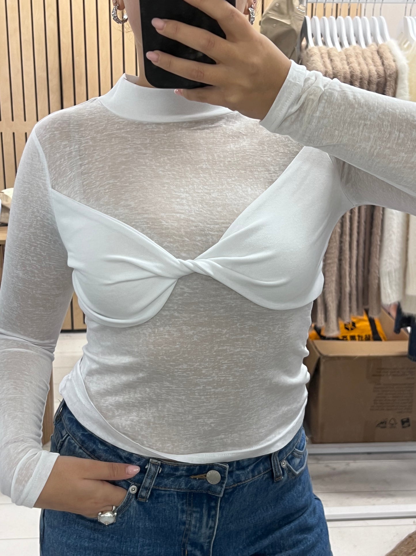 BELLA TWIST TOP - white