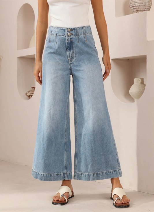 CLARA WIDE-LEG JEANS - true blue