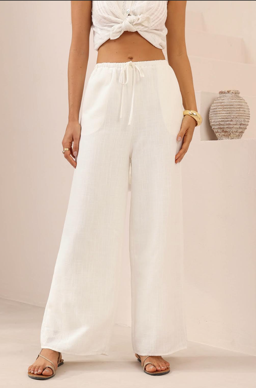 Kate Linen Pants - White
