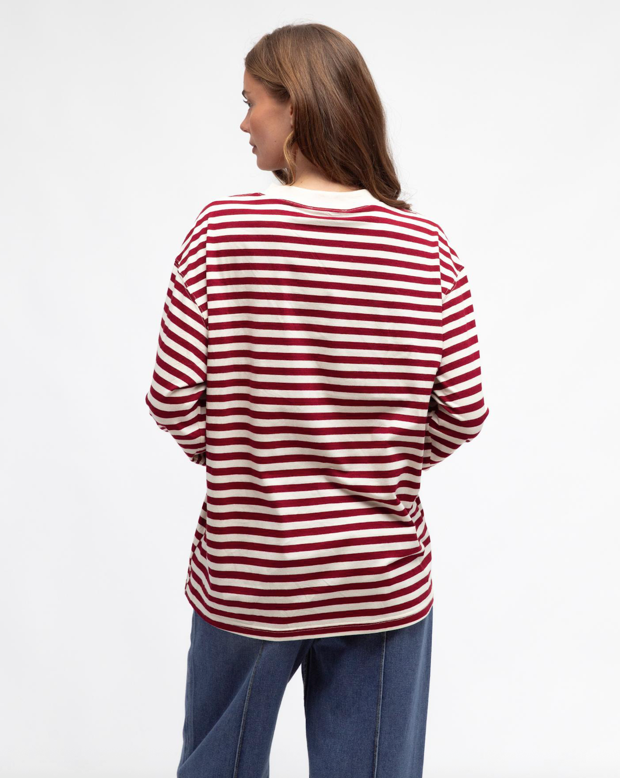 Red and White Striped Long Sleeve Top