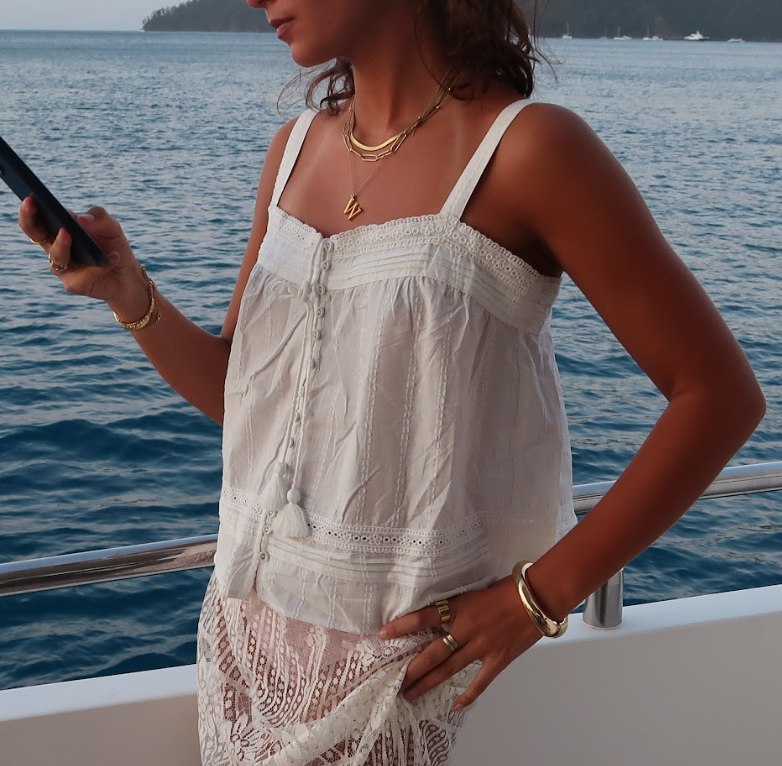 White Embroidered Lace Cami Top