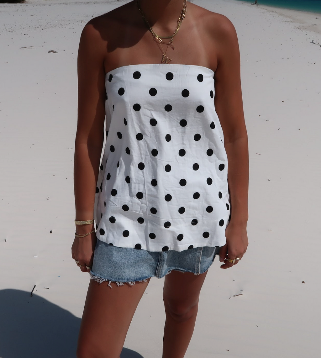 Peggy Strapless Top - Polka Dot