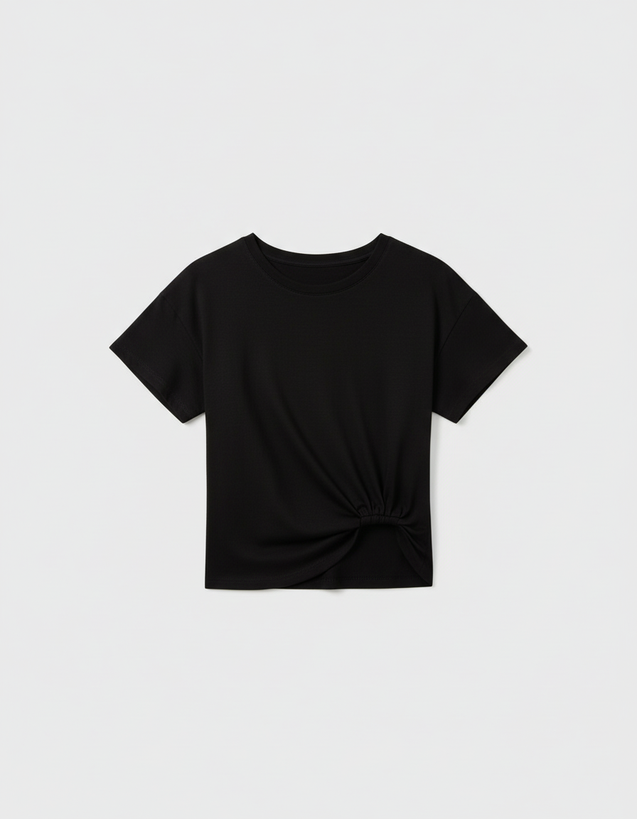 Flat lay with black t-shirt