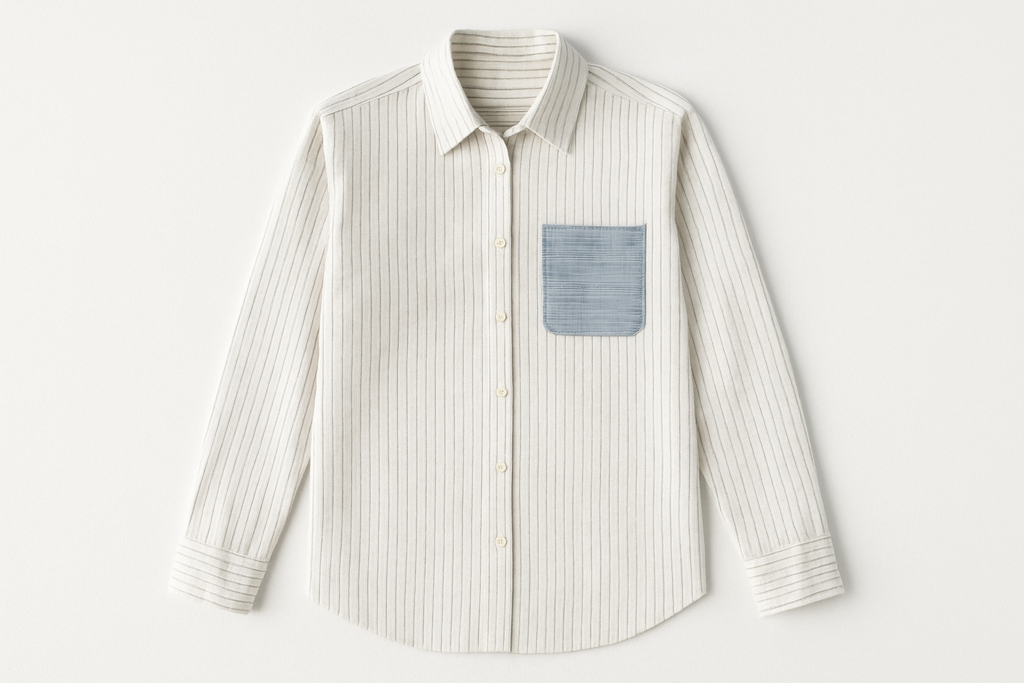 Generated Sophie Contrast Stripe Shirt Flat Lay - With Right Chest Pocket