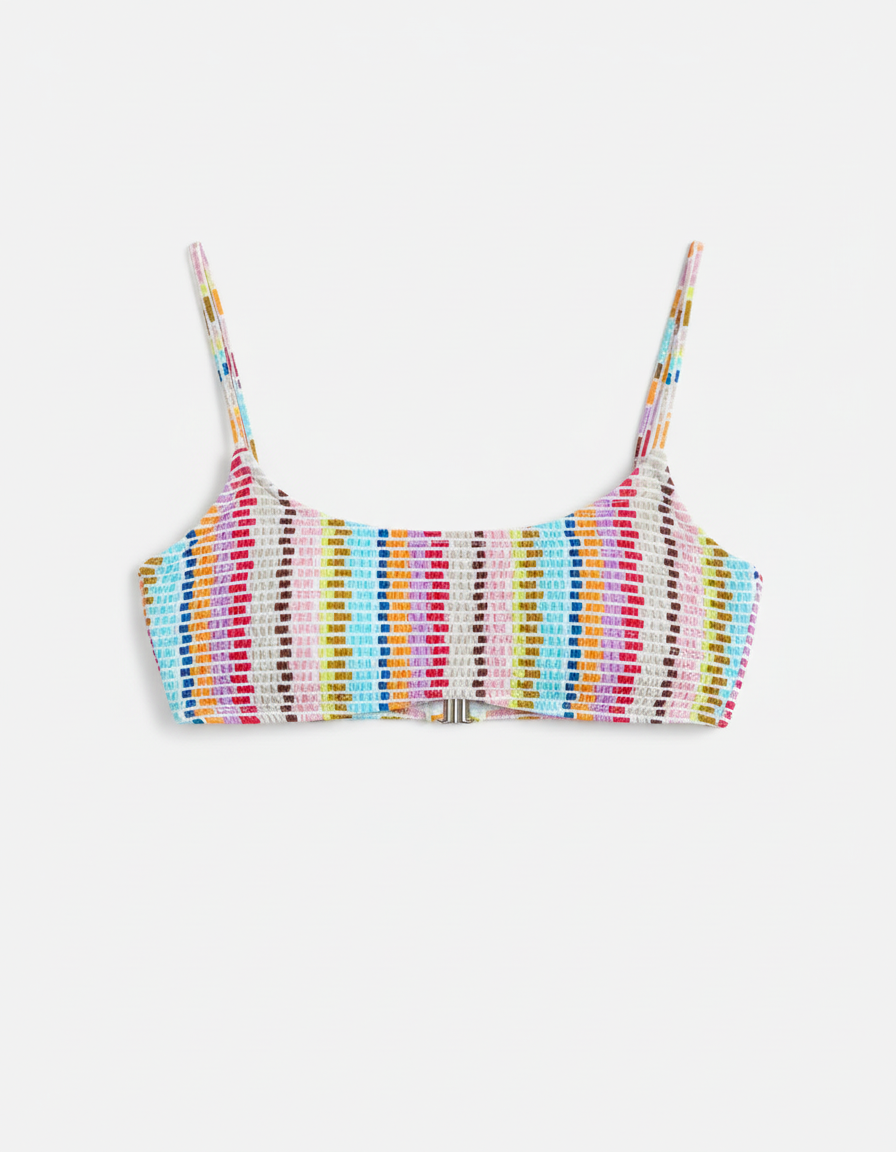 Zarlie Top tropics flat lay with shirring details